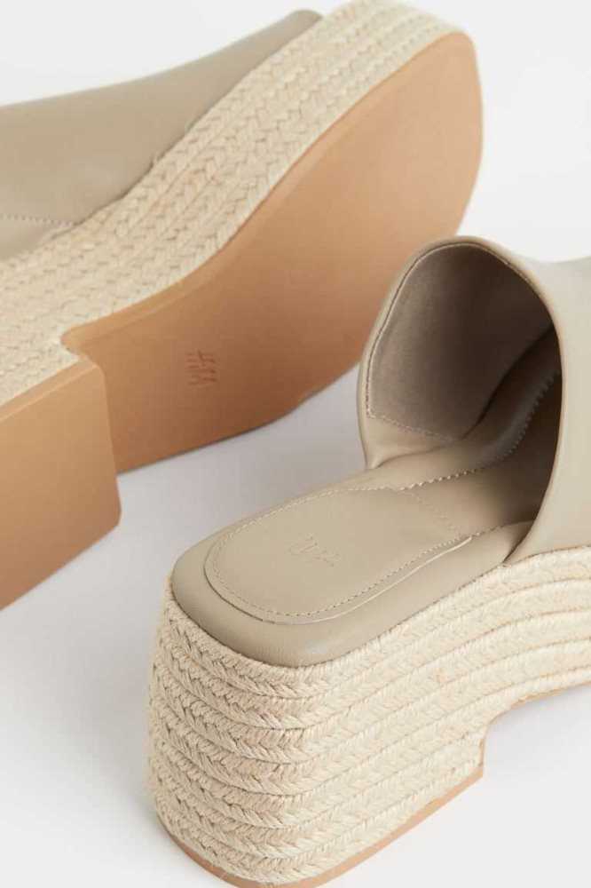 H&M Plattform Espadrilles Mules Espadrilles Damen Grau Braun | 2736-WSQRK