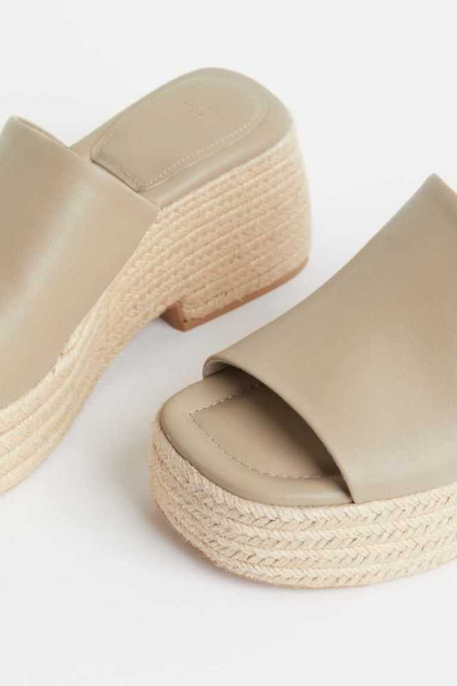 H&M Plattform Espadrilles Mules Espadrilles Damen Grau Braun | 2736-WSQRK