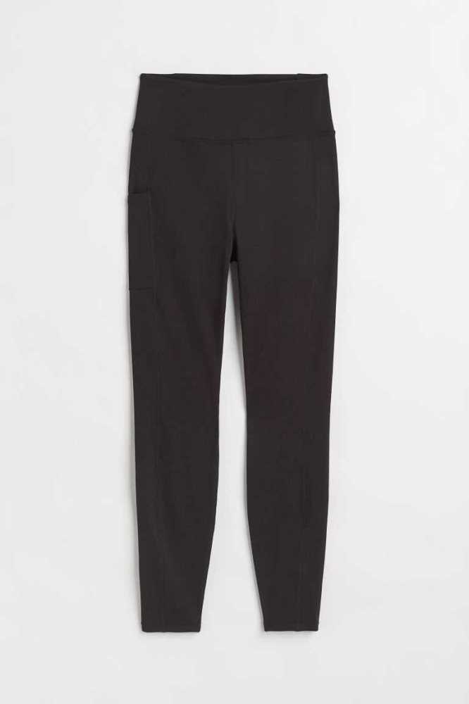 H&M Pocket-detail Sports Leggings Hose Damen Schwarz | 3871-WVGBF