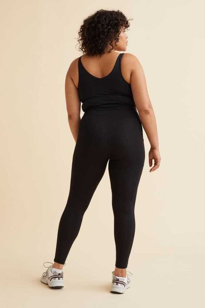 H&M Pocket-detail Sports Leggings Hose Damen Lila | 6540-NPTES