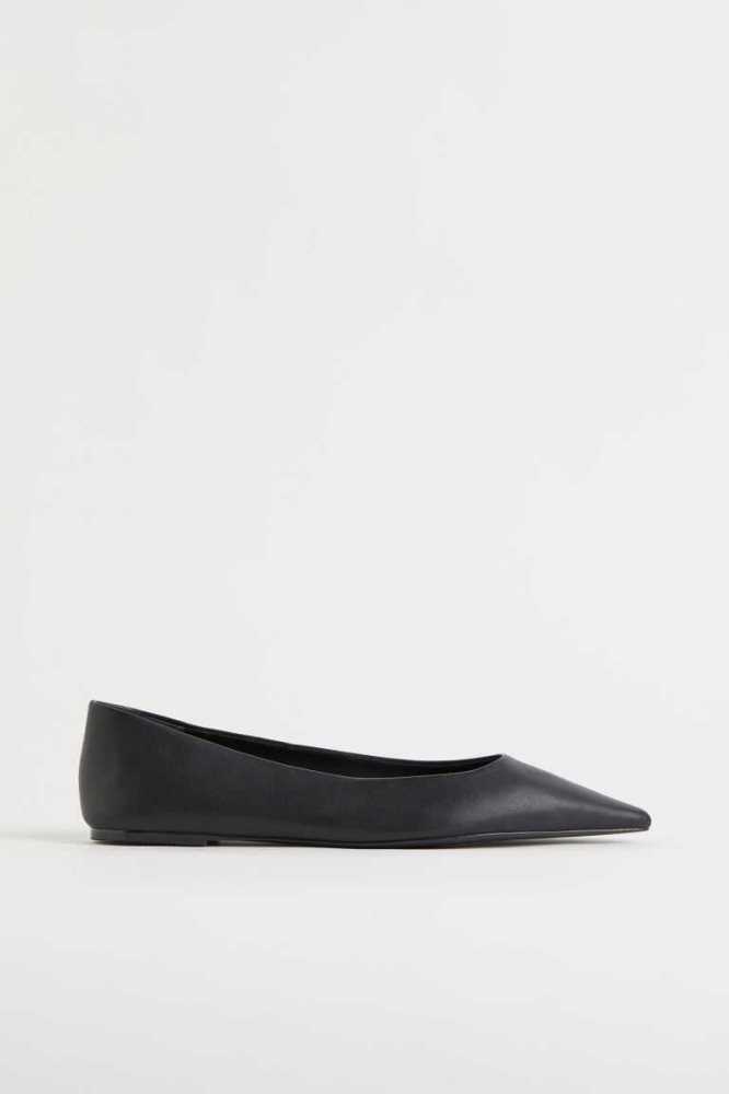 H&M Pointed Flache Schuhe Damen Schwarz | 1583-DHKST