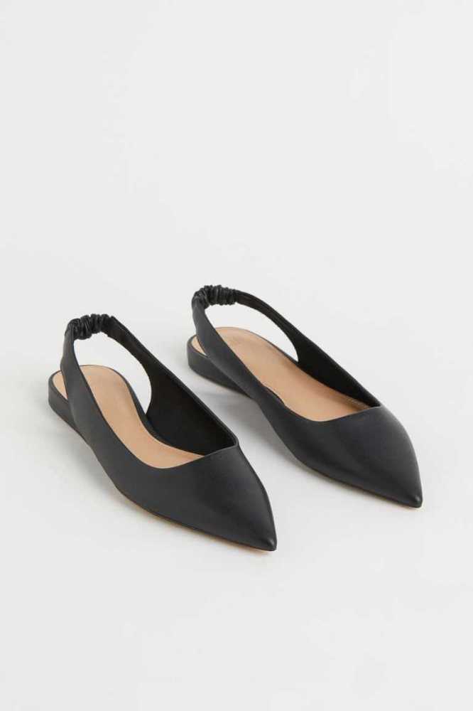 H&M Pointed Slingbacks Badelatschen Damen Schwarz | 9307-UJGSL