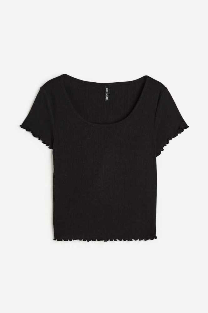 H&M Pointelle Jersey Oberteile Damen Weiß | 0983-FYXVU