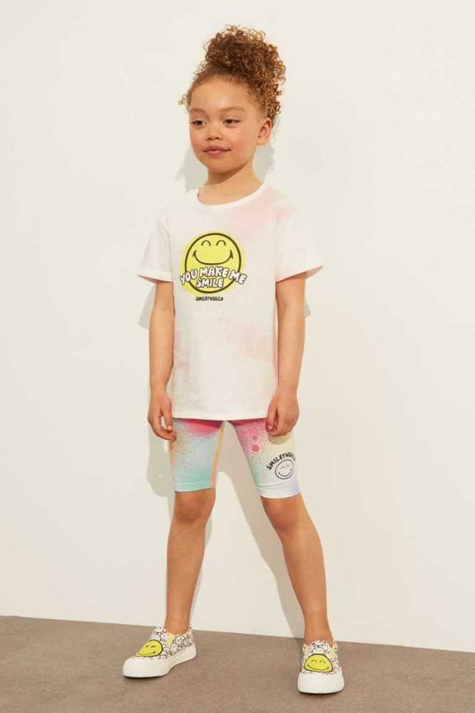 H&M Printed Bike Kurze Hose Kinder Weiß | 1309-VZDLQ