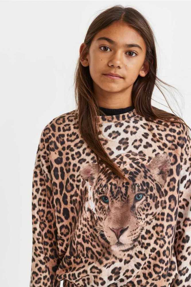 H&M Printed Hemd Kinder Beige Leopard | 6253-DGZJU