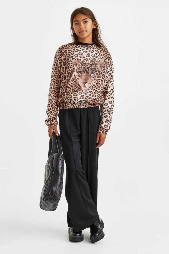 H&M Printed Hemd Kinder Beige Leopard | 6253-DGZJU