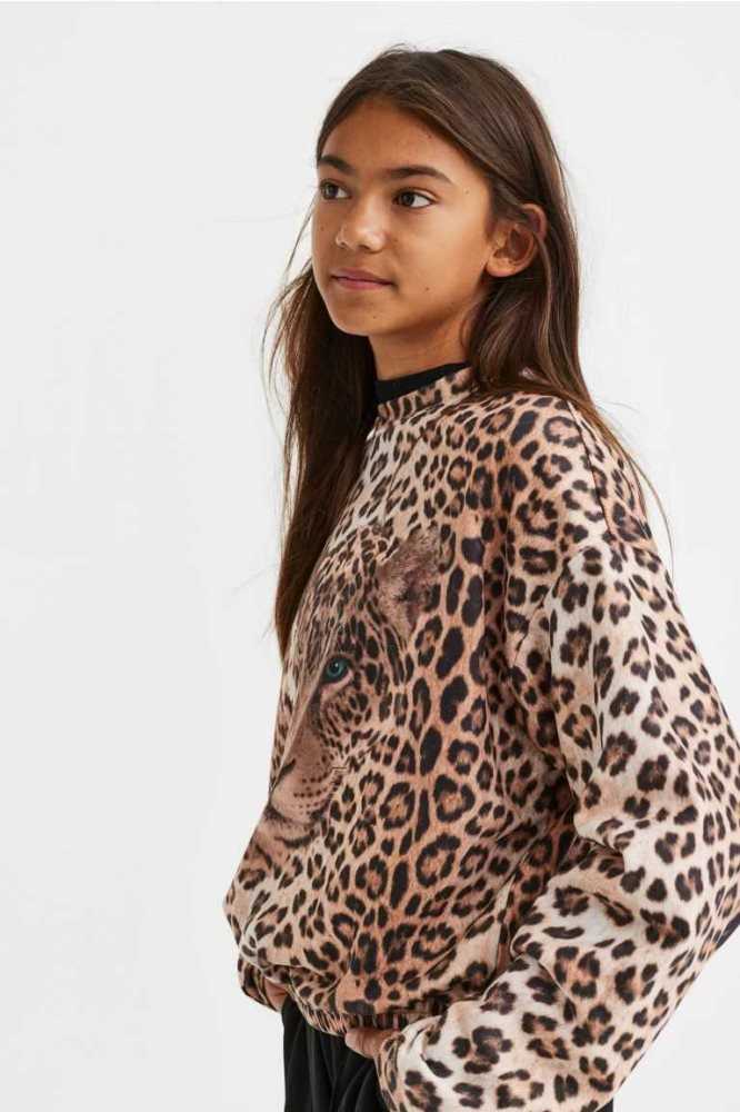 H&M Printed Hemd Kinder Beige Leopard | 6253-DGZJU