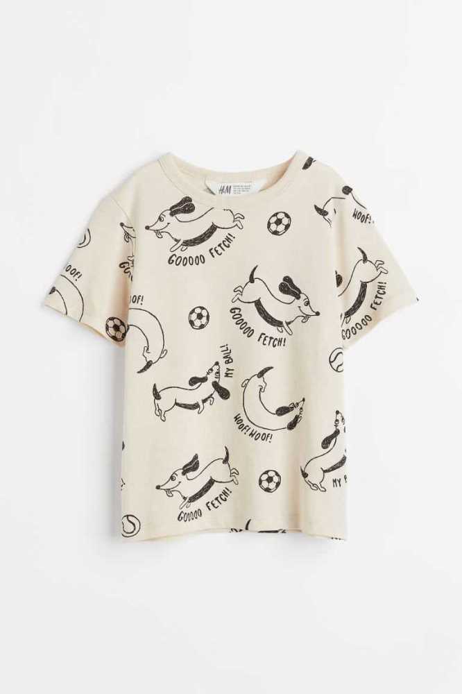 H&M Printed Hemd Kinder Dunkelblau | 5160-XMFHY