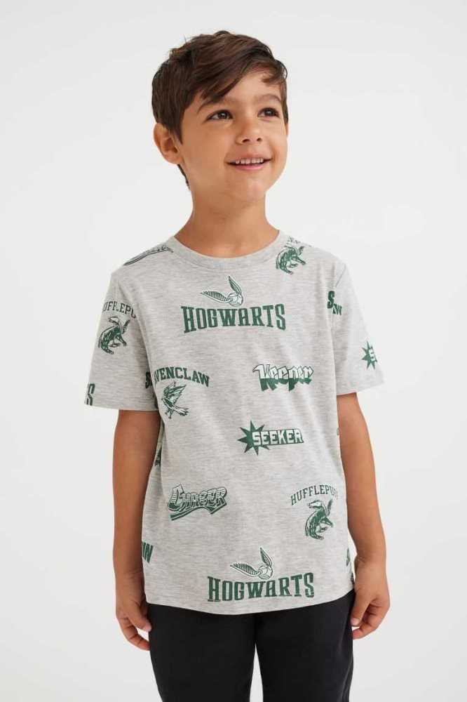 H&M Printed Hemd Kinder Dunkelgelb | 8342-BNCOF