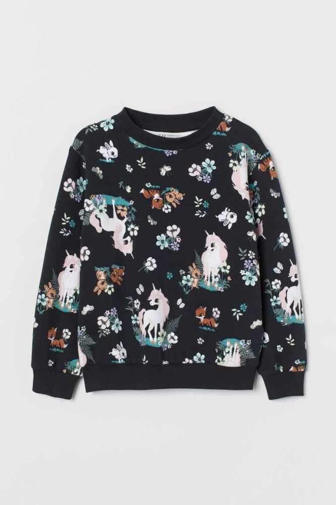 H&M Printed Hemd Kinder Hellgrün | 6053-RVYQX