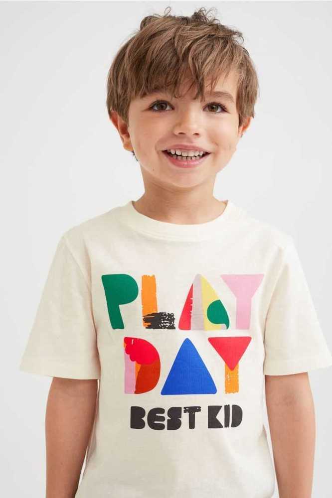 H&M Printed Hemd Kinder Hellgrün | 9274-AJDNC