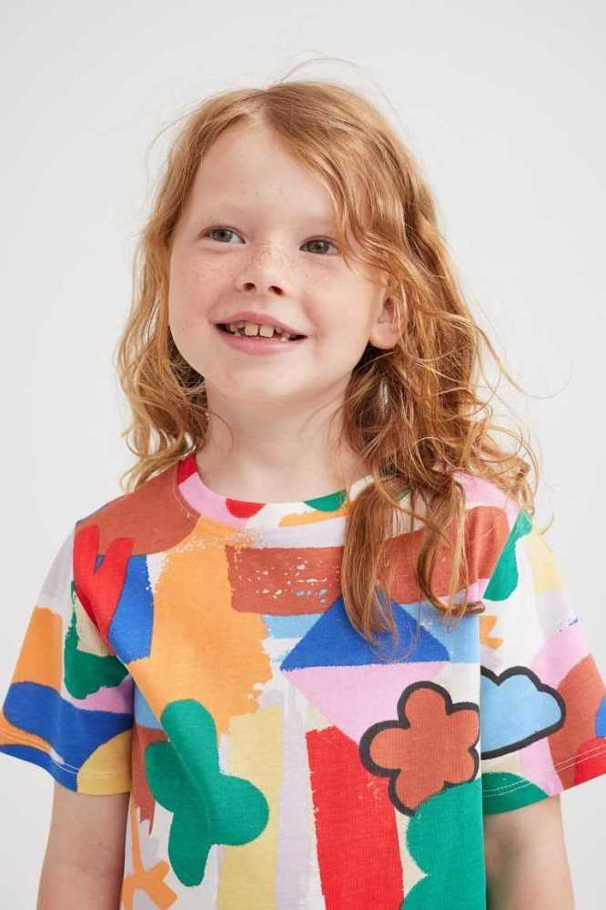 H&M Printed Hemd Kinder Hellgrün | 9274-AJDNC