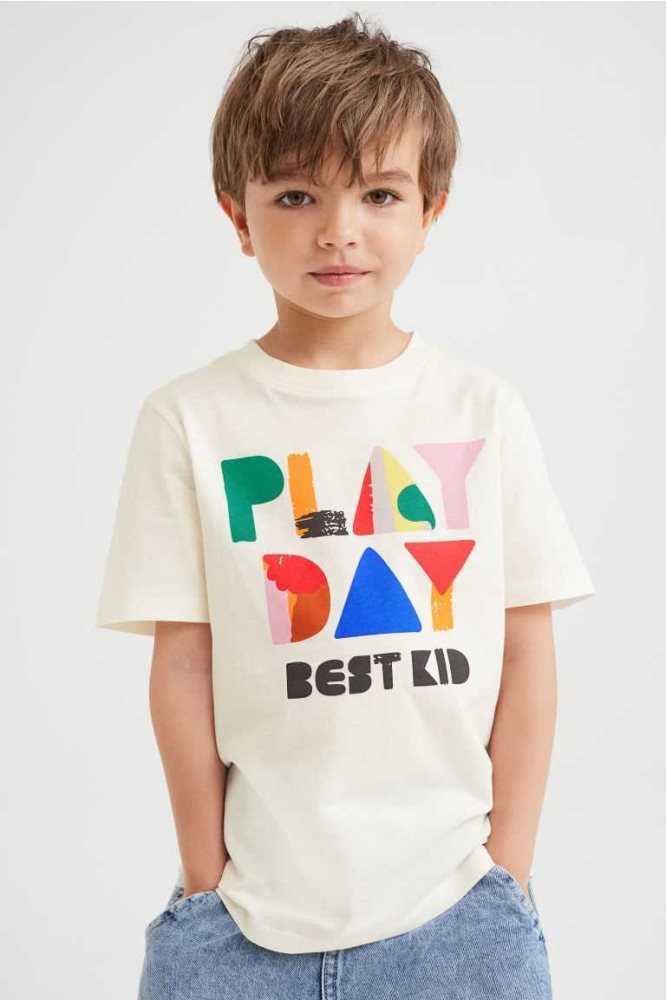 H&M Printed Hemd Kinder Hellgrün | 9274-AJDNC