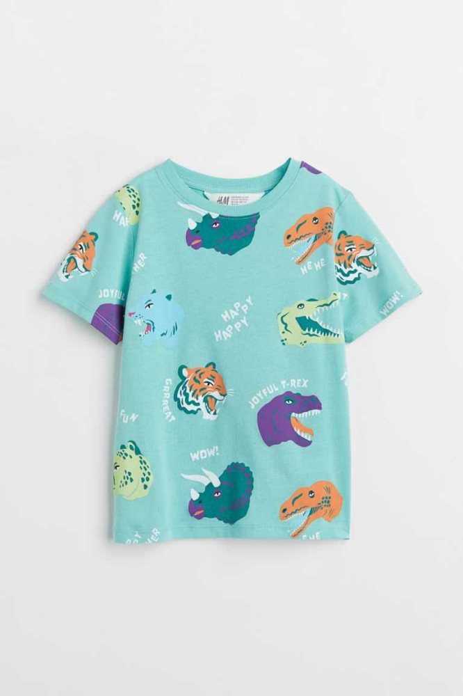 H&M Printed Hemd Kinder Helllila | 6059-MHCWN