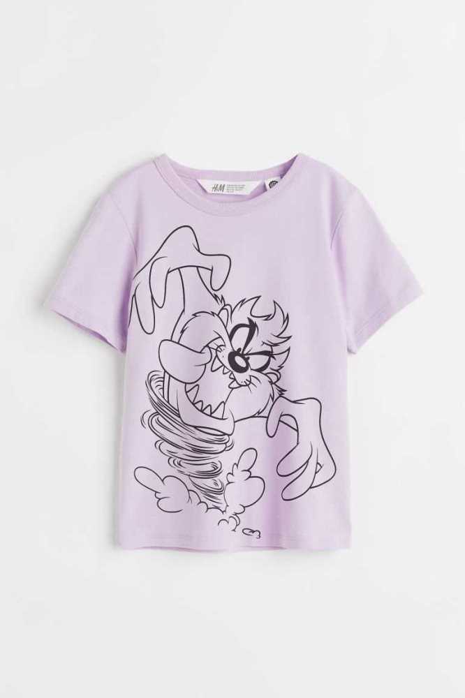 H&M Printed Hemd Kinder Helllila | 9186-DCQAF