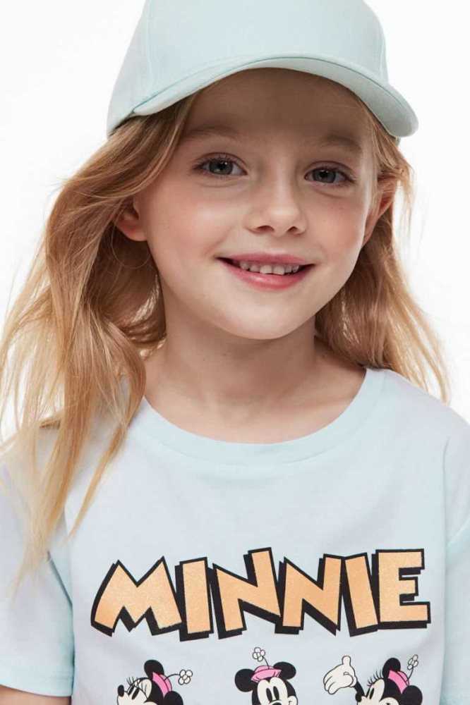 H&M Printed Hemd Kinder Helltürkis | 6153-LKWTA