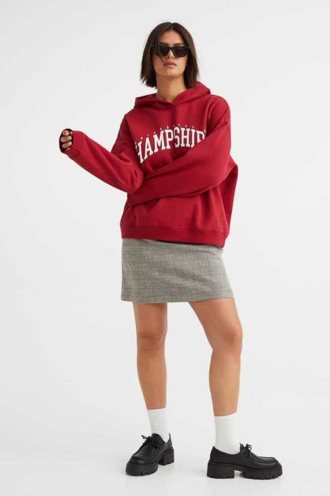 H&M Printed Hoodie Damen Dunkelblau | 5931-JDLME