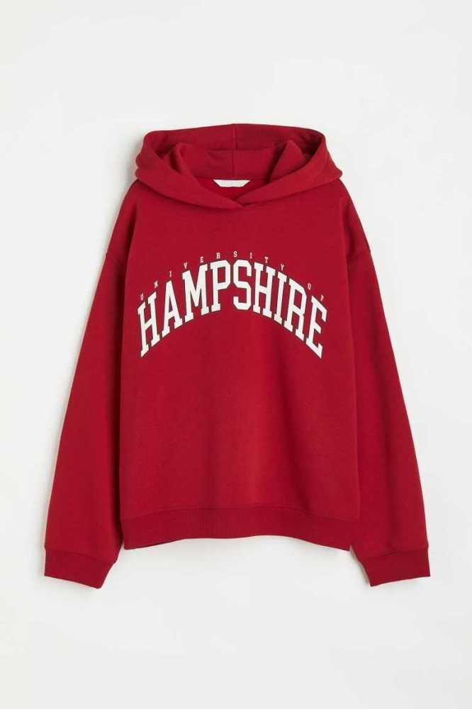 H&M Printed Hoodie Damen Dunkelblau | 5931-JDLME