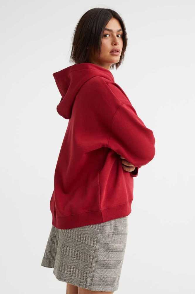 H&M Printed Hoodie Damen Rot | 7860-KGZNY