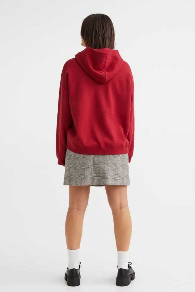 H&M Printed Hoodie Damen Rot | 7860-KGZNY