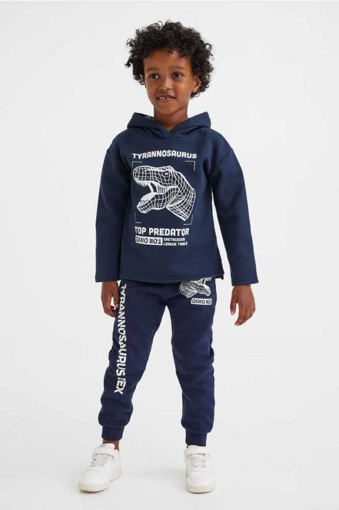 H&M Printed Hoodie Kinder Blau | 5869-LQFAM