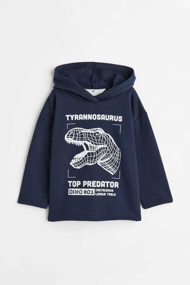 H&M Printed Hoodie Kinder Blau | 5869-LQFAM