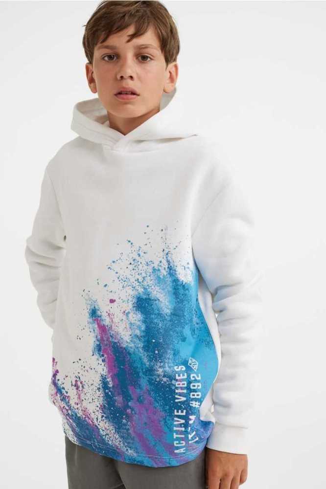 H&M Printed Hoodie Kinder Dunkelbeige | 4826-QVOYS