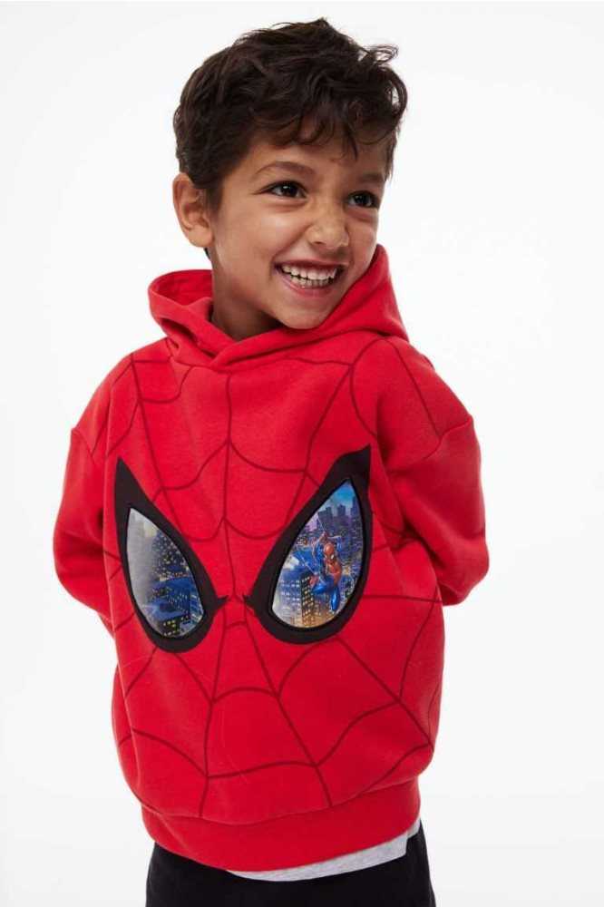 H&M Printed Hoodie Kinder Dunkelblau | 2896-ZKGME