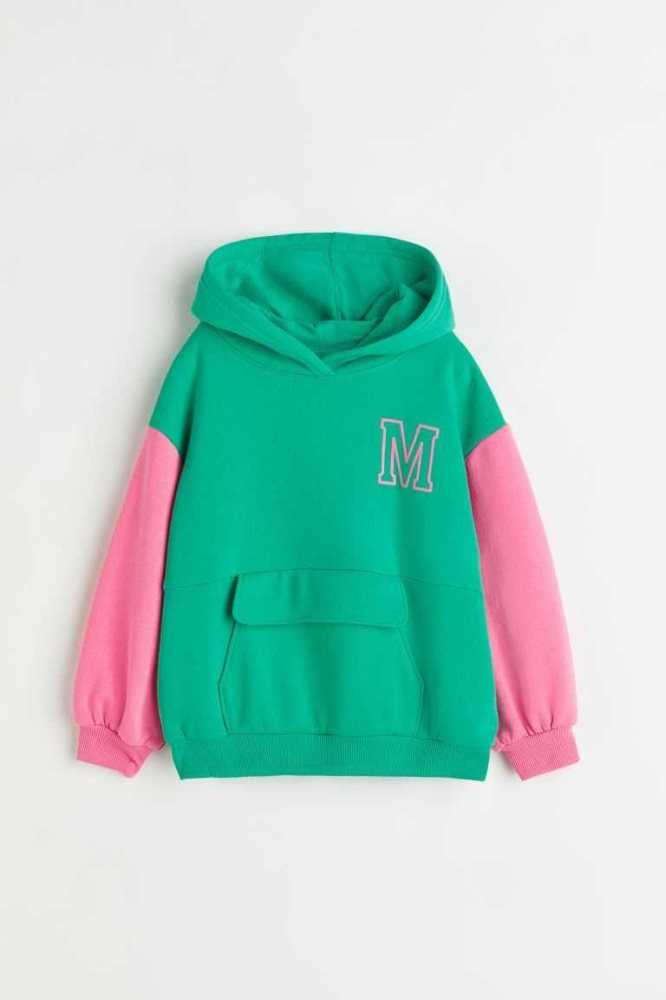 H&M Printed Hoodie Kinder Dunkelblau | 4875-QPIDX