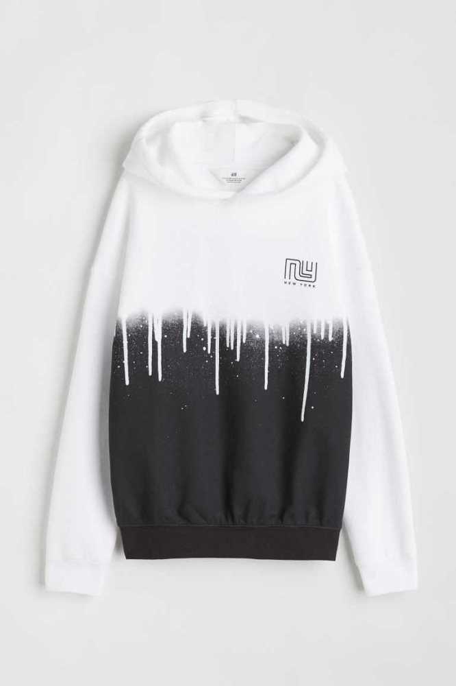 H&M Printed Hoodie Kinder Dunkelgrün | 1094-BWOLH