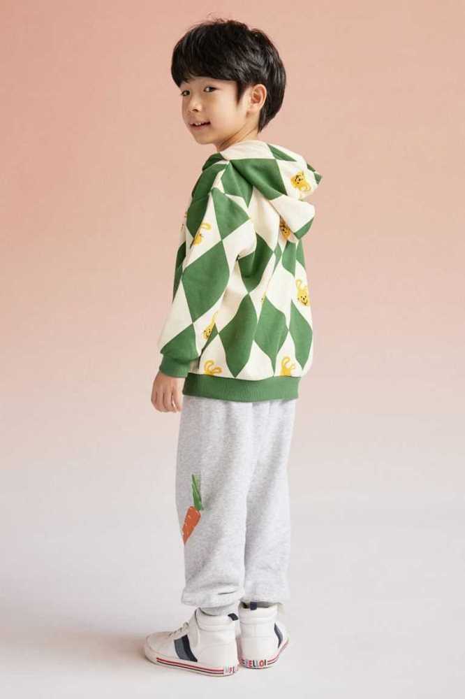 H&M Printed Hoodie Kinder Dunkelgrün | 7846-TYUIR