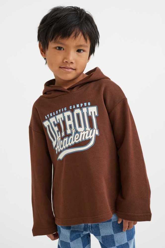 H&M Printed Hoodie Kinder Dunkelrot | 1697-OWFKY