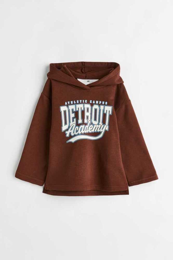 H&M Printed Hoodie Kinder Dunkelrot | 1697-OWFKY