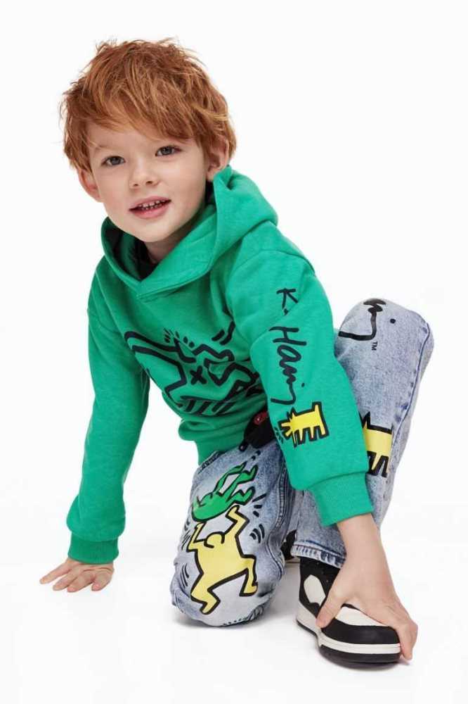 H&M Printed Hoodie Kinder Grün | 9360-SQKJF