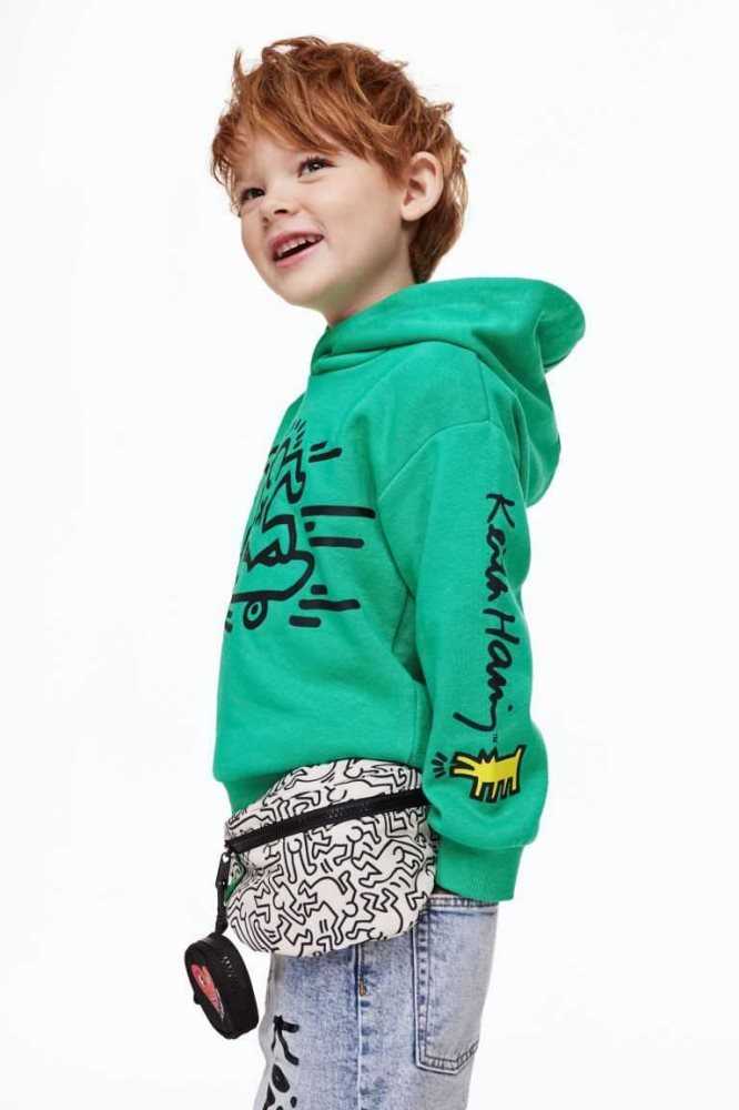 H&M Printed Hoodie Kinder Grün | 9360-SQKJF