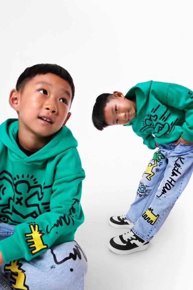 H&M Printed Hoodie Kinder Grün | 9360-SQKJF