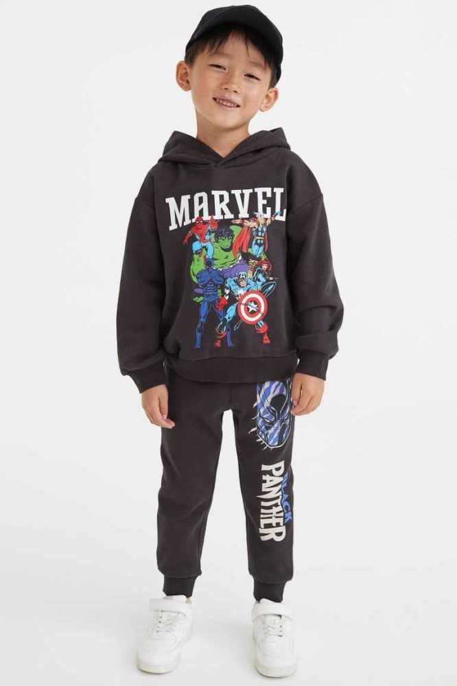 H&M Printed Hoodie Kinder Hellblau | 9528-CDUNJ