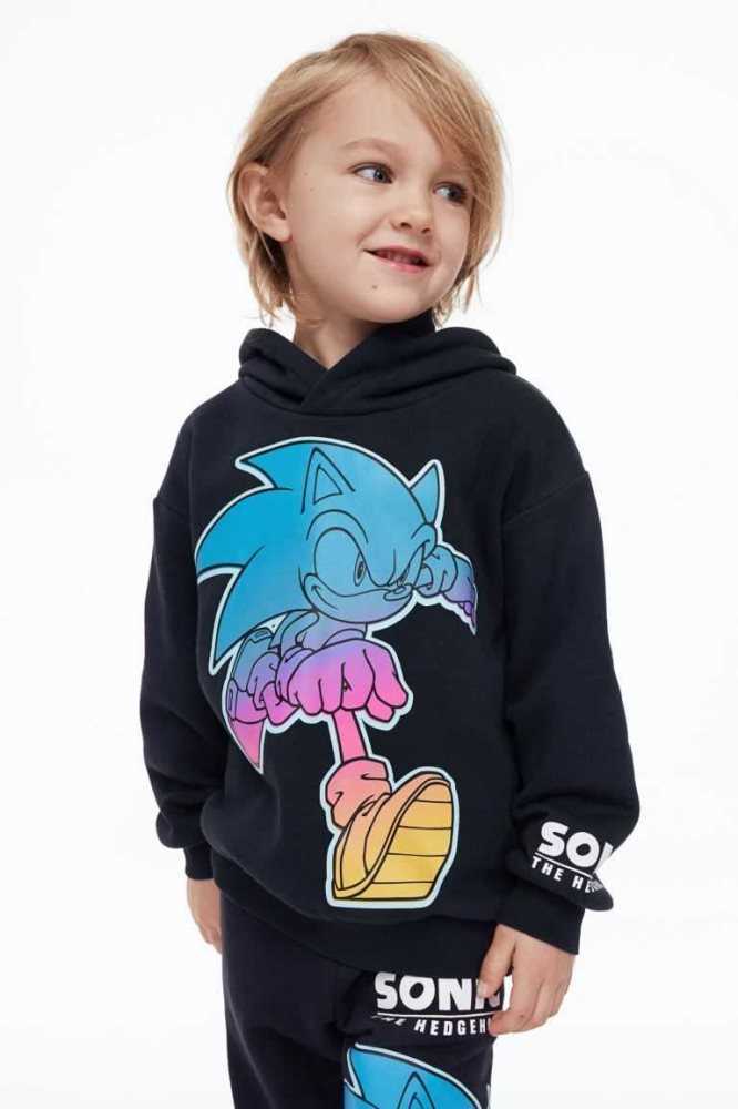 H&M Printed Hoodie Kinder Hellgrau | 5024-INUPF