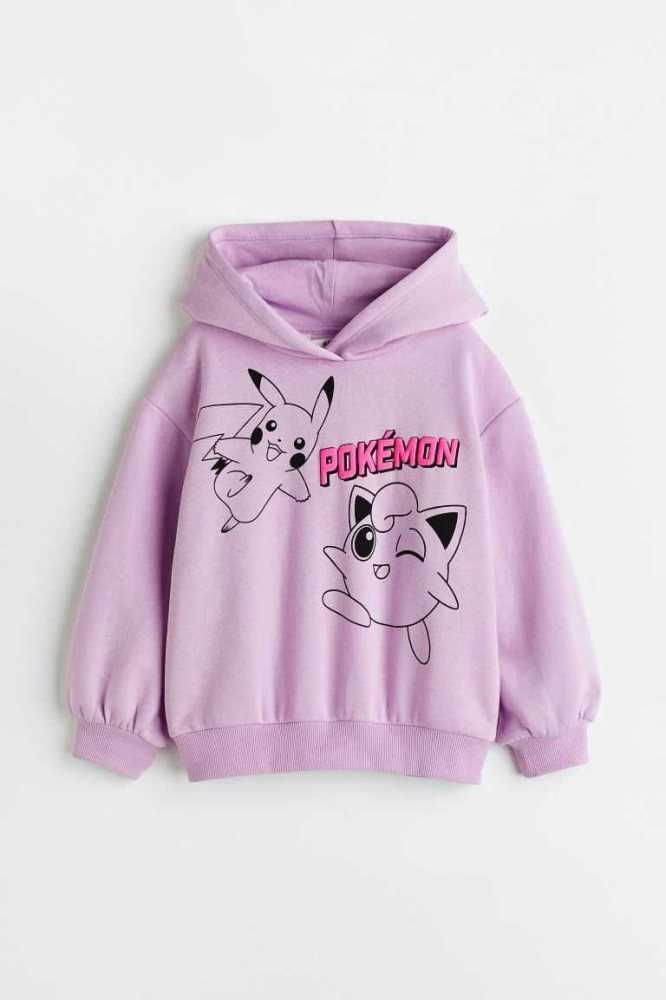 H&M Printed Hoodie Kinder Helllila | 7248-TKOWP