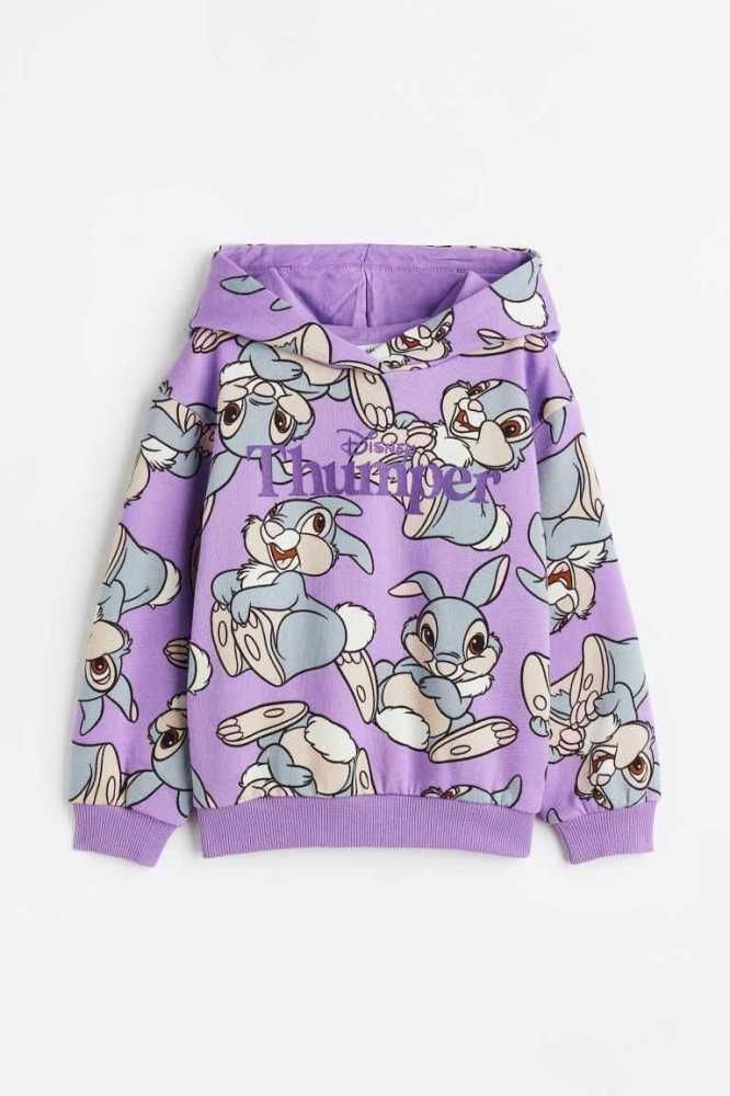 H&M Printed Hoodie Kinder Lila | 0927-OAUWT