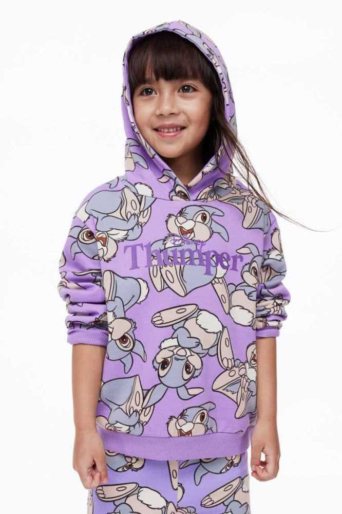 H&M Printed Hoodie Kinder Lila | 0927-OAUWT