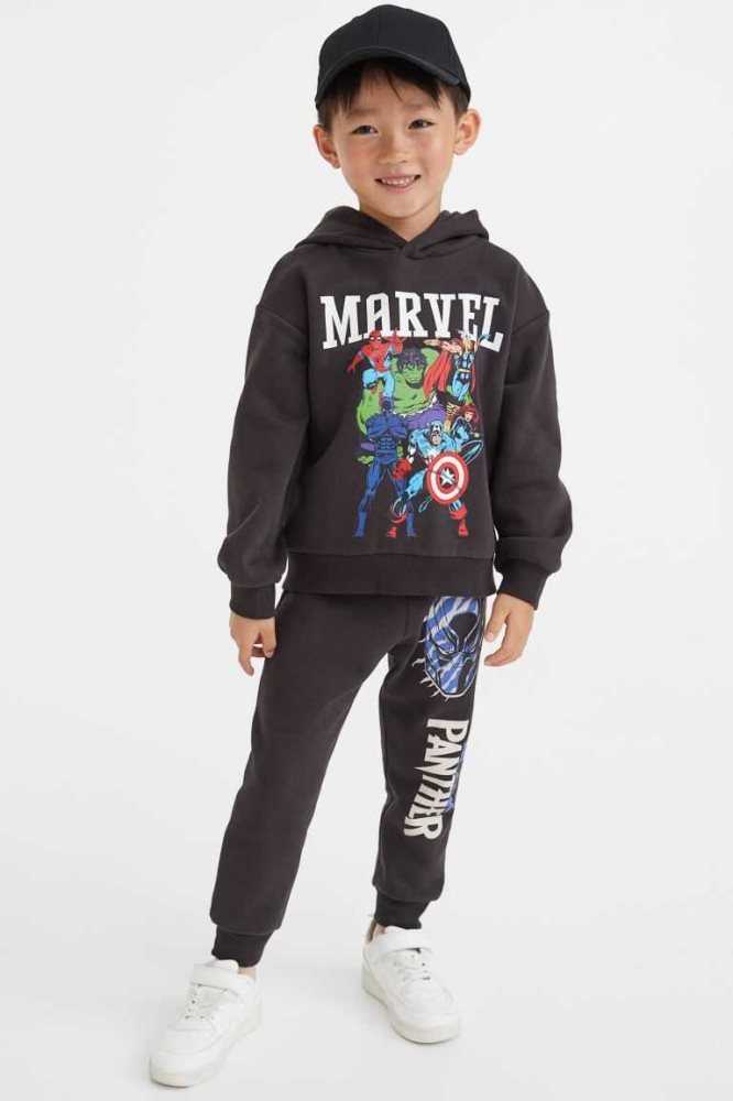 H&M Printed Jogginghose Kinder Dunkelblau | 1793-GBYZU