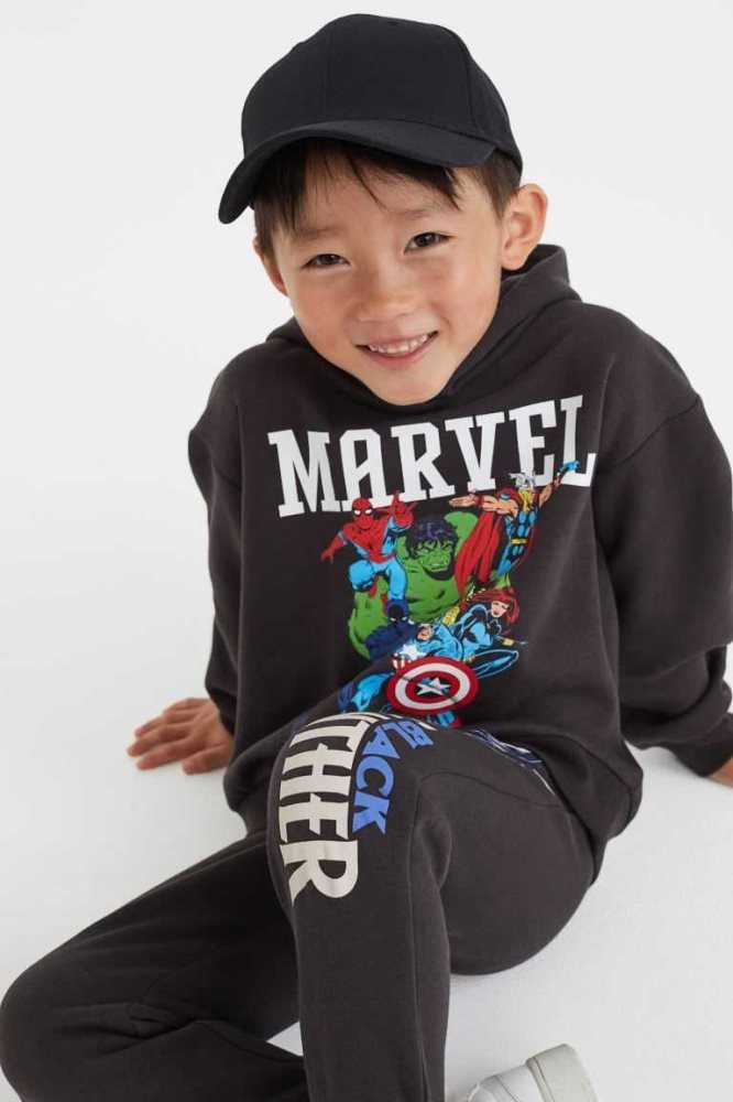 H&M Printed Jogginghose Kinder Schwarz | 7534-NCFOL