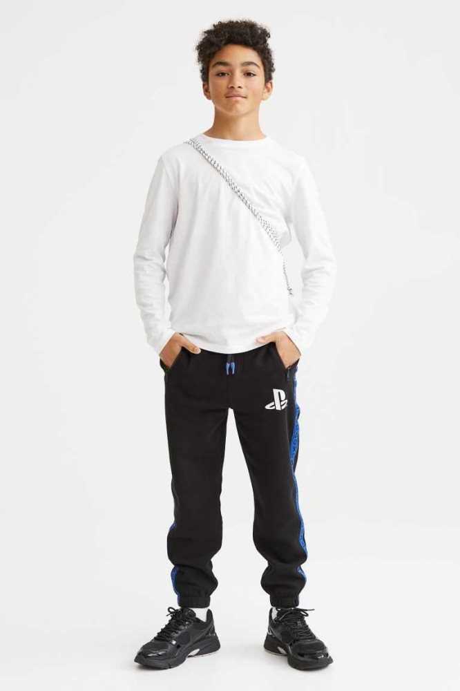 H&M Printed Jogginghose Kinder Schwarz | 7894-ZVNMG