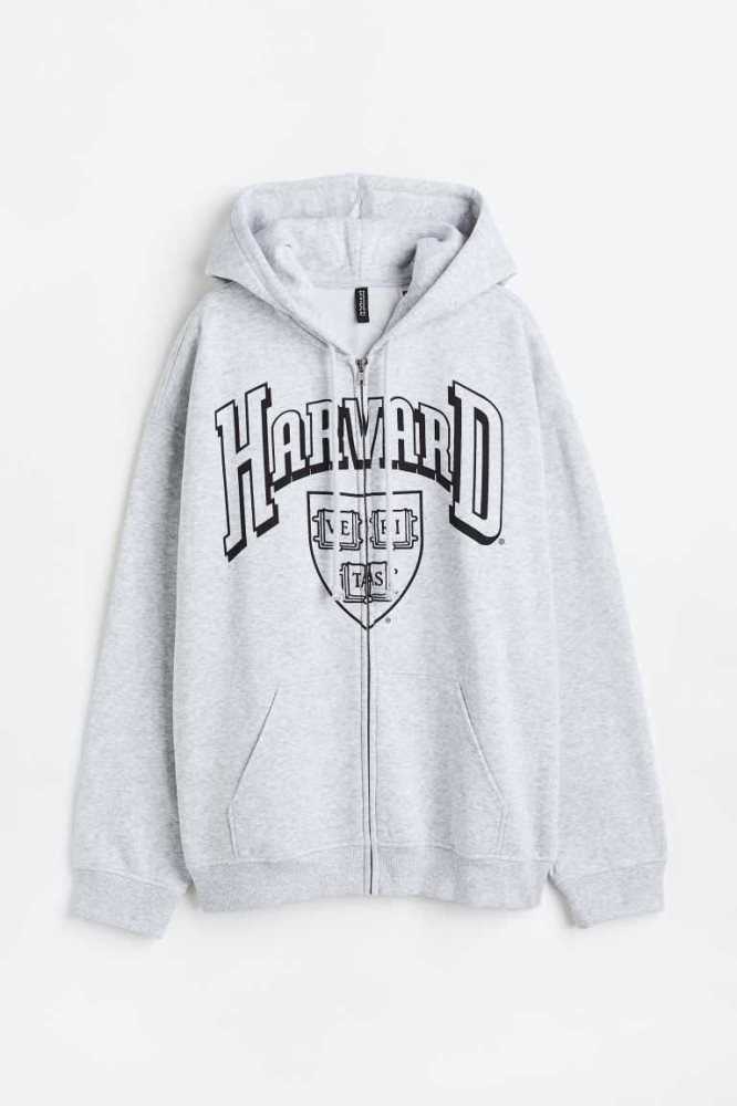 H&M Printed Mit Kapuze Jacket Hoodie Damen Weiß | 3945-IYMHR