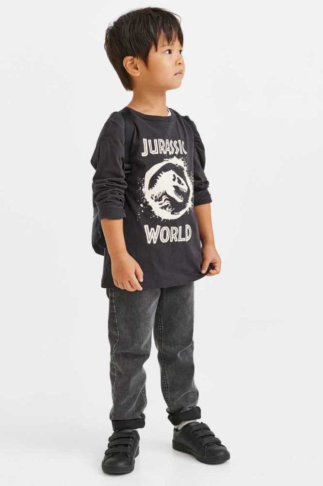 H&M Printed Oberteile Kinder Dunkelgrau | 5837-ILBWG