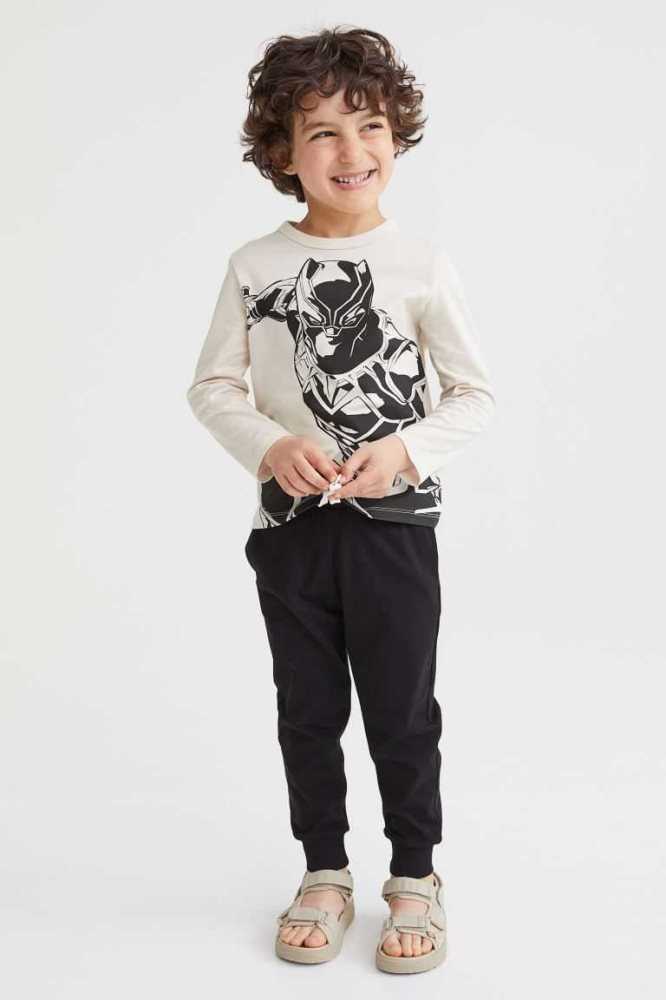 H&M Printed Oberteile Kinder Dunkelgrau | 5837-ILBWG