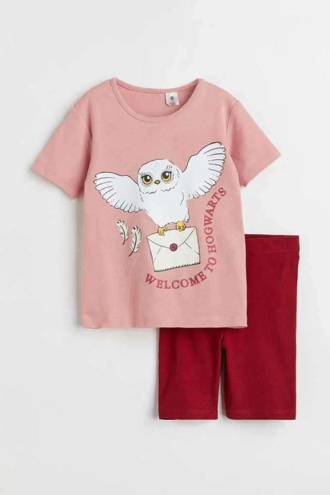 H&M Printed Pajamas Jersey Kinder Rosa | 2178-USCAF