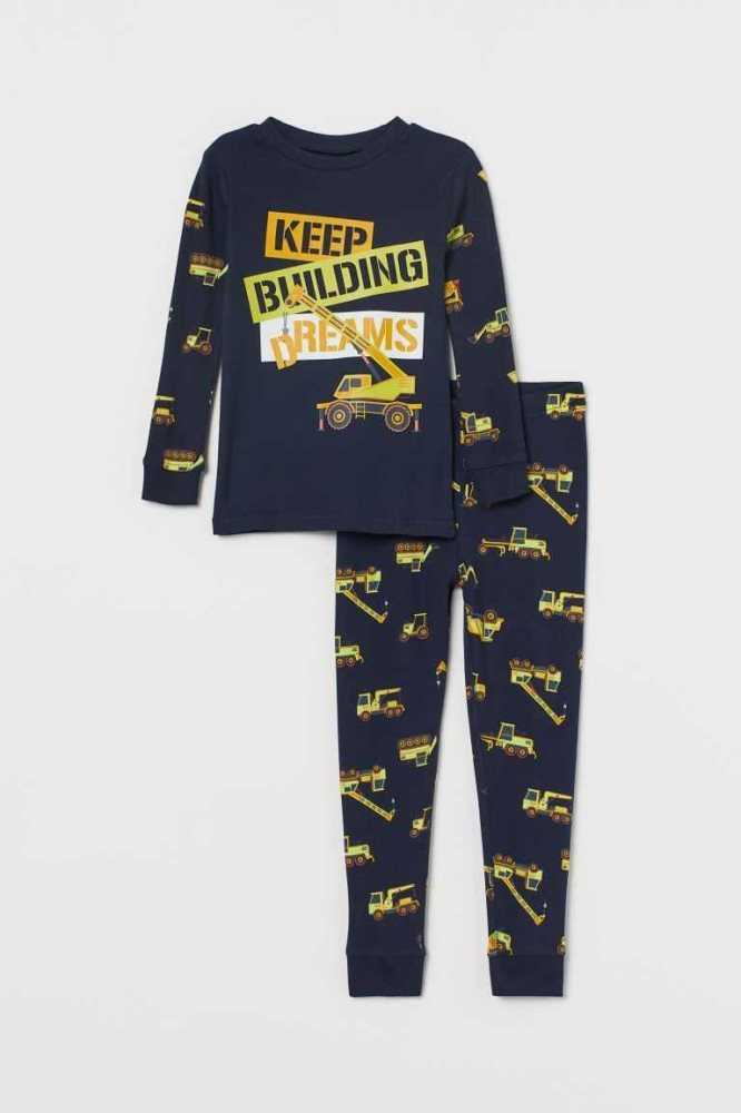 H&M Printed Pyjama-paket Kinder Dunkelgrau | 5308-XHCZW