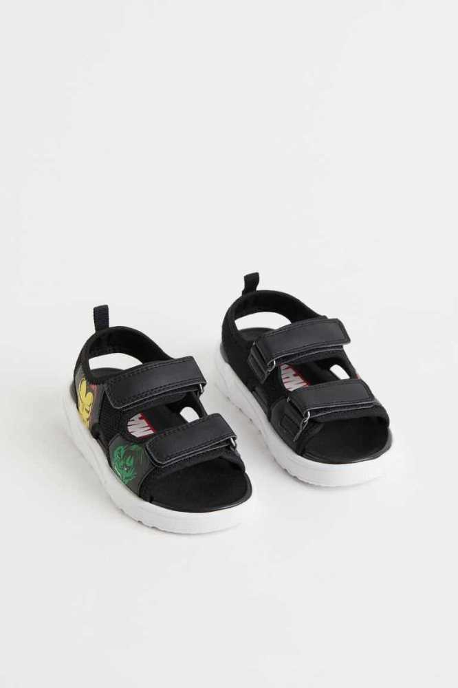 H&M Printed Sandalen Kinder Schwarz | 0318-XTEGZ